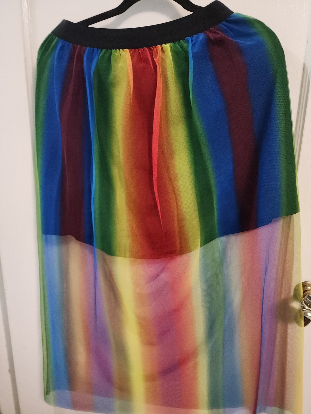 Target Rainbow Stripe High-Low Mesh Skirt with Black Waistband